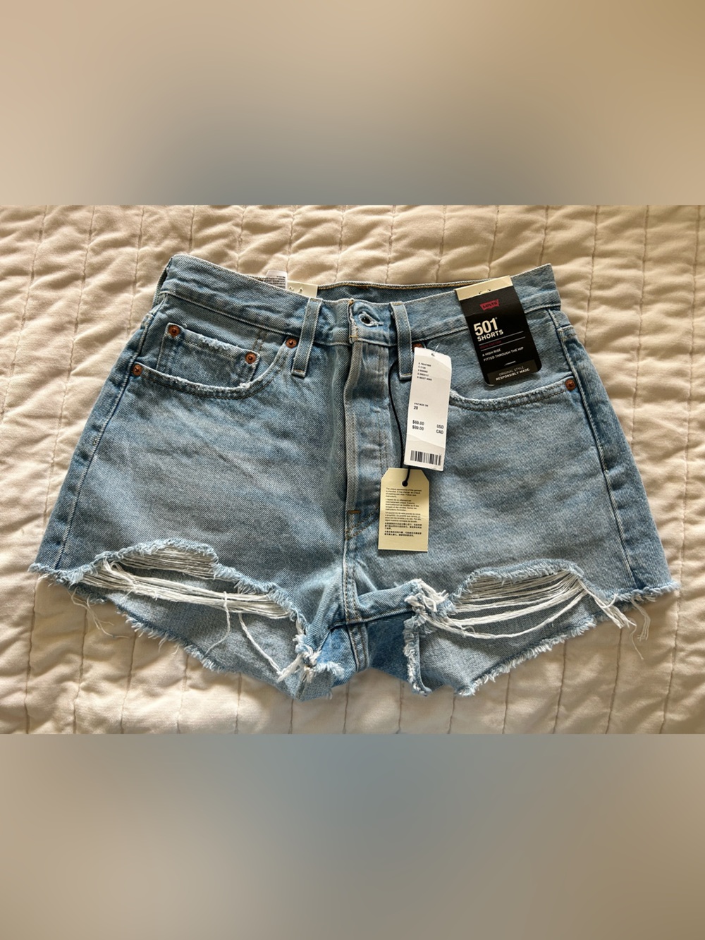 Levi's Light Blue Distressed Denim Cutoff Shorts